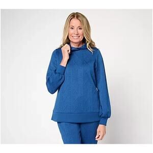 Belle by Kim Gravel Cable Chic Hoodie Starlit Indigo Large A711078